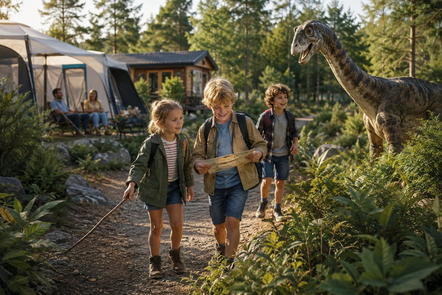 Camping-poster met scanbare QR-code
