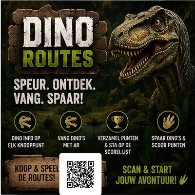 Dino Routes vierkante social media afbeelding