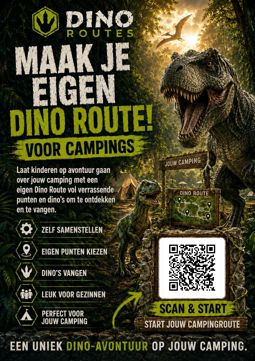 Camping-poster met scanbare QR-code