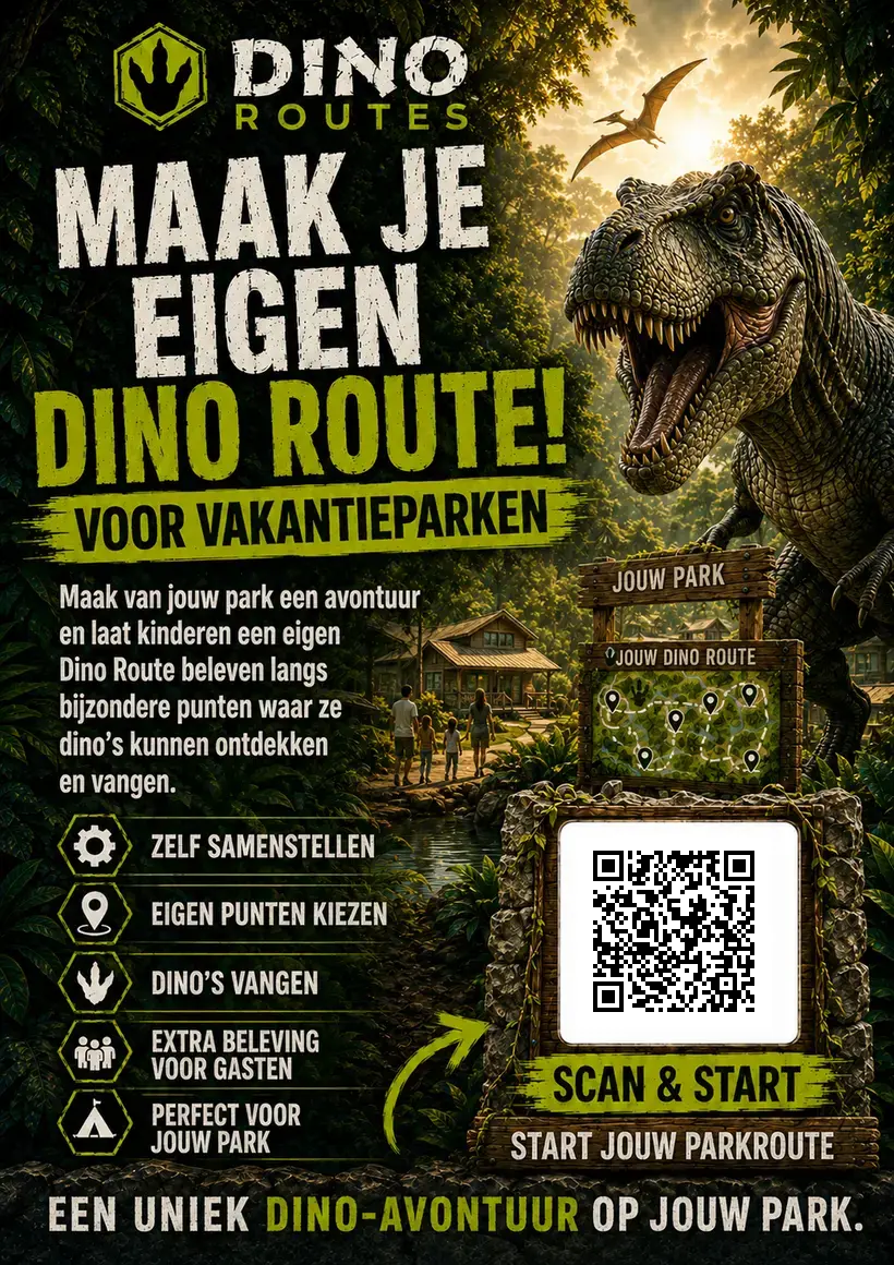 Vakantiepark-poster met scanbare QR-code