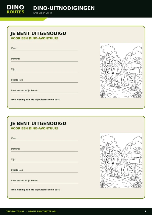 Dino-uitnodigingen van DinoRoutes