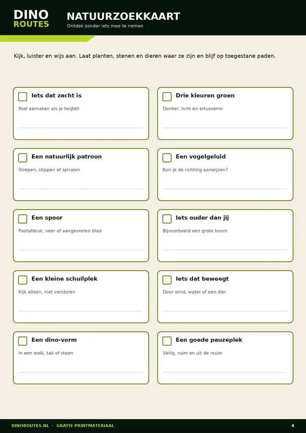 Natuurzoekkaart van DinoRoutes